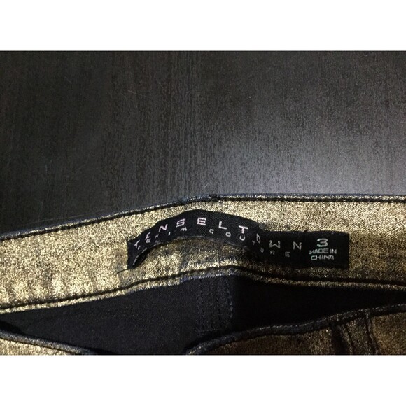Tinseltown Shimmery Gold Denim Couture Junior Women's Skinny Pant Jeans Size 3 - Picture 3 of 5
